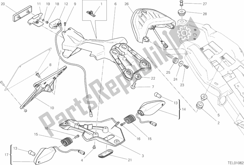 All parts for the Plate Holder of the Ducati Monster 797 Plus 2019